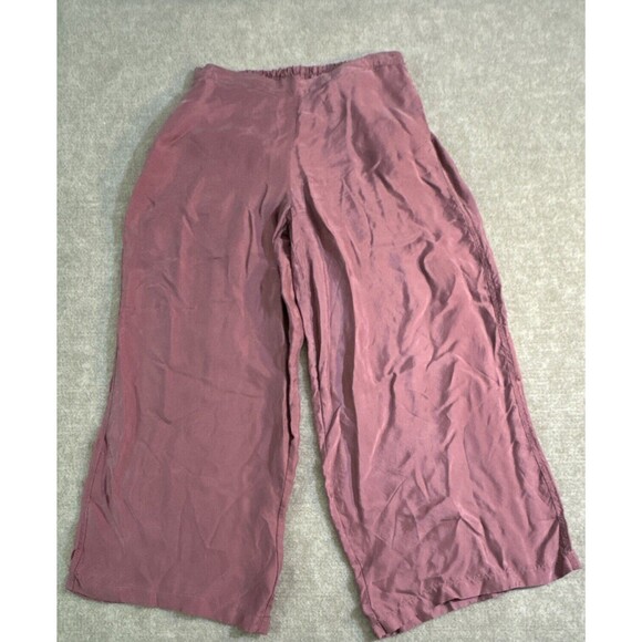 Athleta Pants Women Lg Calm Cool Pant Wide Leg Elastic Waist Mauve Silky Lounge‎ - Picture 1 of 7